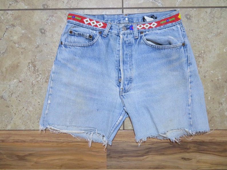 Vintage Mujer Corta Jean Shorts Hermosos Abalorios en Waist | Etsy México