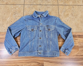 Vintage 1970s Wrangler Jean Range Jacket Medium to Light Blue Wash Denim Sz M? Trucker Type 3