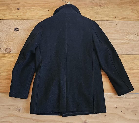 Vintage Schott Bros 740N Pea Jacket New York USN Black 10 Button