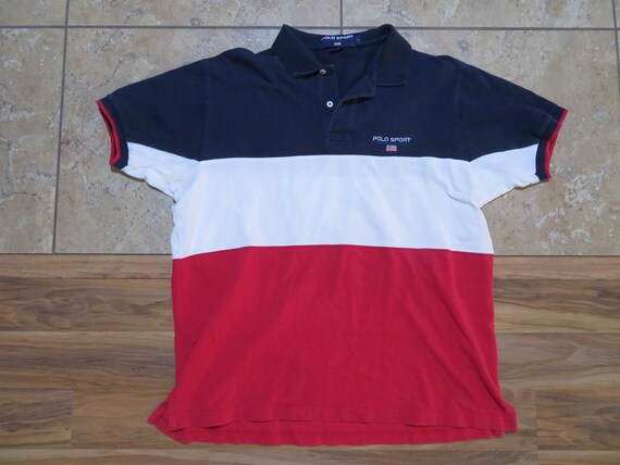 Vintage Polo Shirt Ralph Lauren Polo Sport Red White Blue - Etsy