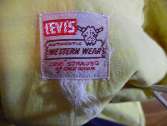 VTG Levi's Shorthorn Pearl Snap Western Yellow Sh… - image 3