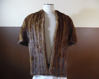 Vintage Long Fur Stole Cape Shawl Shoulder Wrap Brown J. Shifang Napa CA  Mink?