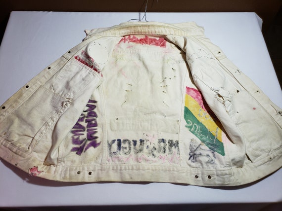 Vintage Levis made in USA Modified punk Metal Whi… - image 5