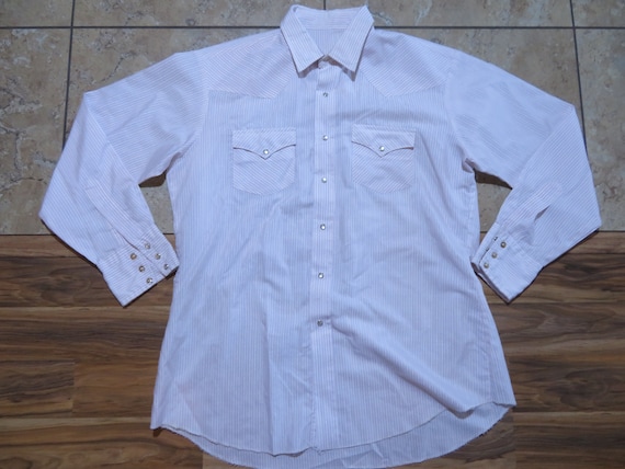 Vintage Pearl Snap Western Shirt Cowboy Pinkish t… - image 1