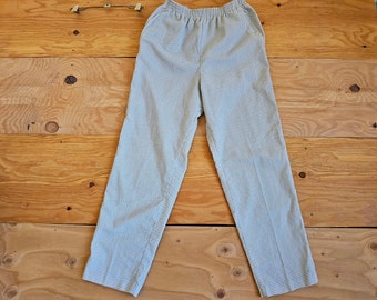 Damen Jantzen Hahnentritt Hose Blau Weiß Tagged 14 Meas 25x29 Made in USA 1970er Jahre