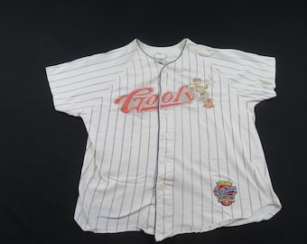 Goofy Disney Baseball Jersey Style Shirt Weiß Gestreift Sz M Y2K