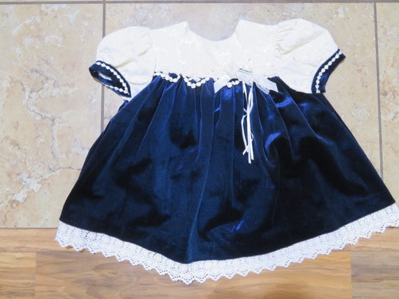VTG Cute! Bonnie Jean of NY Toddlers Dress Navy B… - image 1