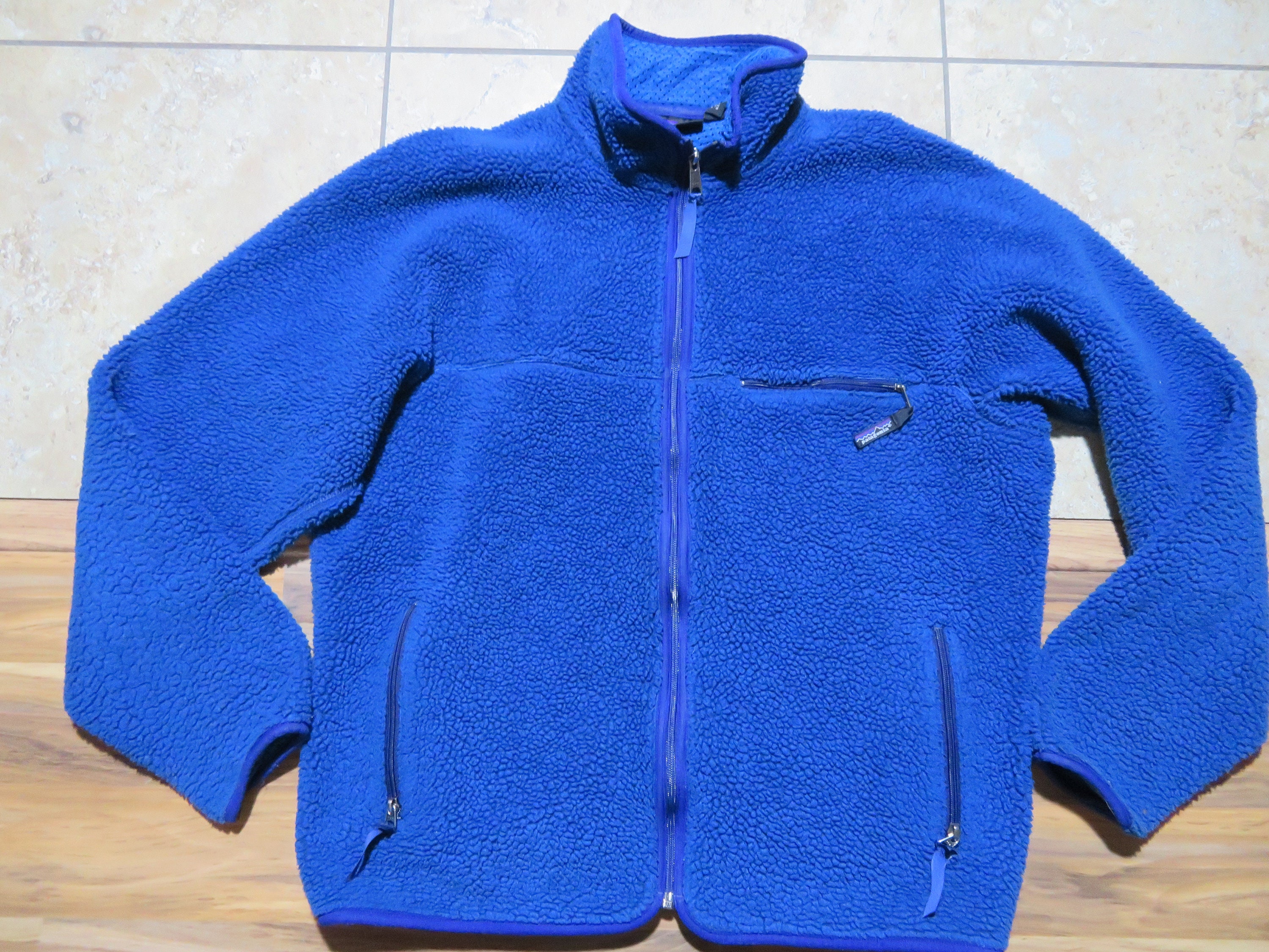 Vintage Patagonia Deep Pile Fleece Jacket Zip Up USA Made BLUE | Etsy