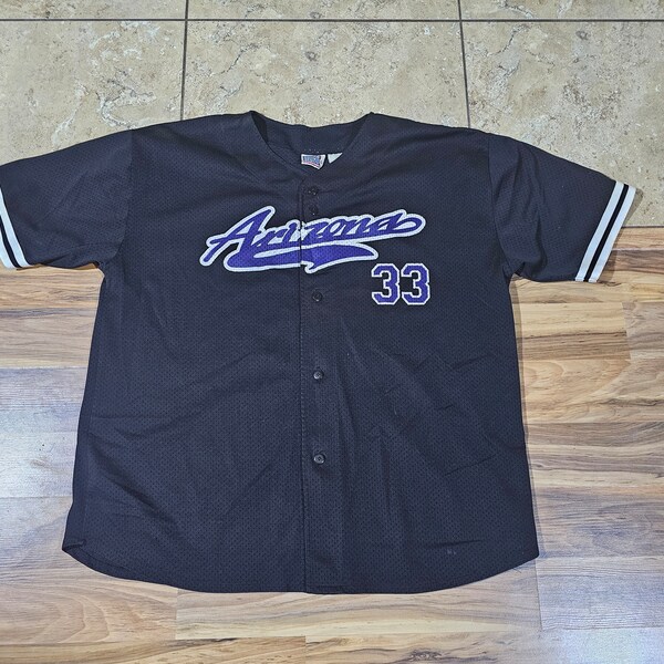 Vintage Arizona AZ Diamondbacks Jay Bell Baseball Jersey Top Black Purple Sport Attack Brand XL