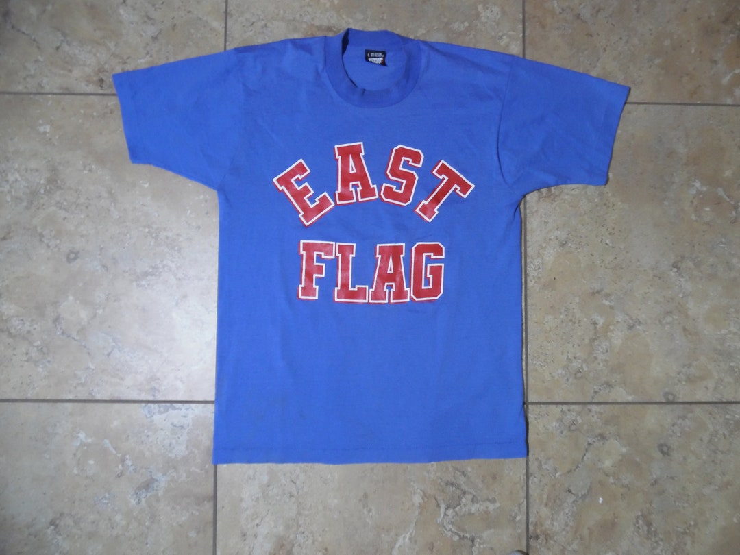 VTG East Flag Blue Spellout T-shirt USA Made Large 50/50 - Etsy