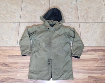 ¿Vintage militar clima frío Parka chaqueta de lona abrigo forro de lana verde Sz L-XL? ¿Décadas de 1960 y 1970?