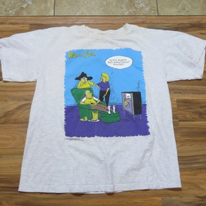 Vintage Pete e Clete Cartoon Comic Funny Gray T-shirt Sz XL Far Side stile