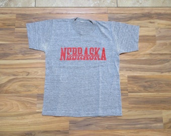 Vintage Nebraska Cornhuskers Gray Red T-shirt Sz S 50/50
