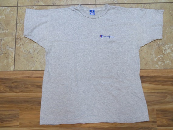 Vintage Champion Triblend T shirt Logo Spellout Gray Blue Made in USA Sz XXL Etsy Canada