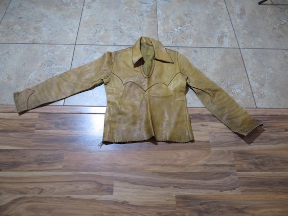 VTG Leather Pullover Smock Hippie Boho Biker Shirt