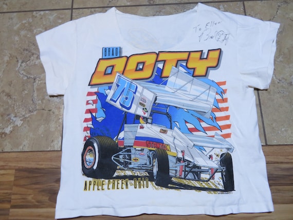 Vintage Brad Doty Racing T-Shirt, Autographed Modified Scoop Neck