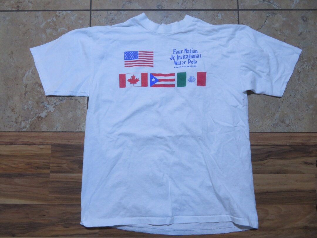 Vintage Four Nation Jr Water Polo Flags Tshirt Colorado Springs CO