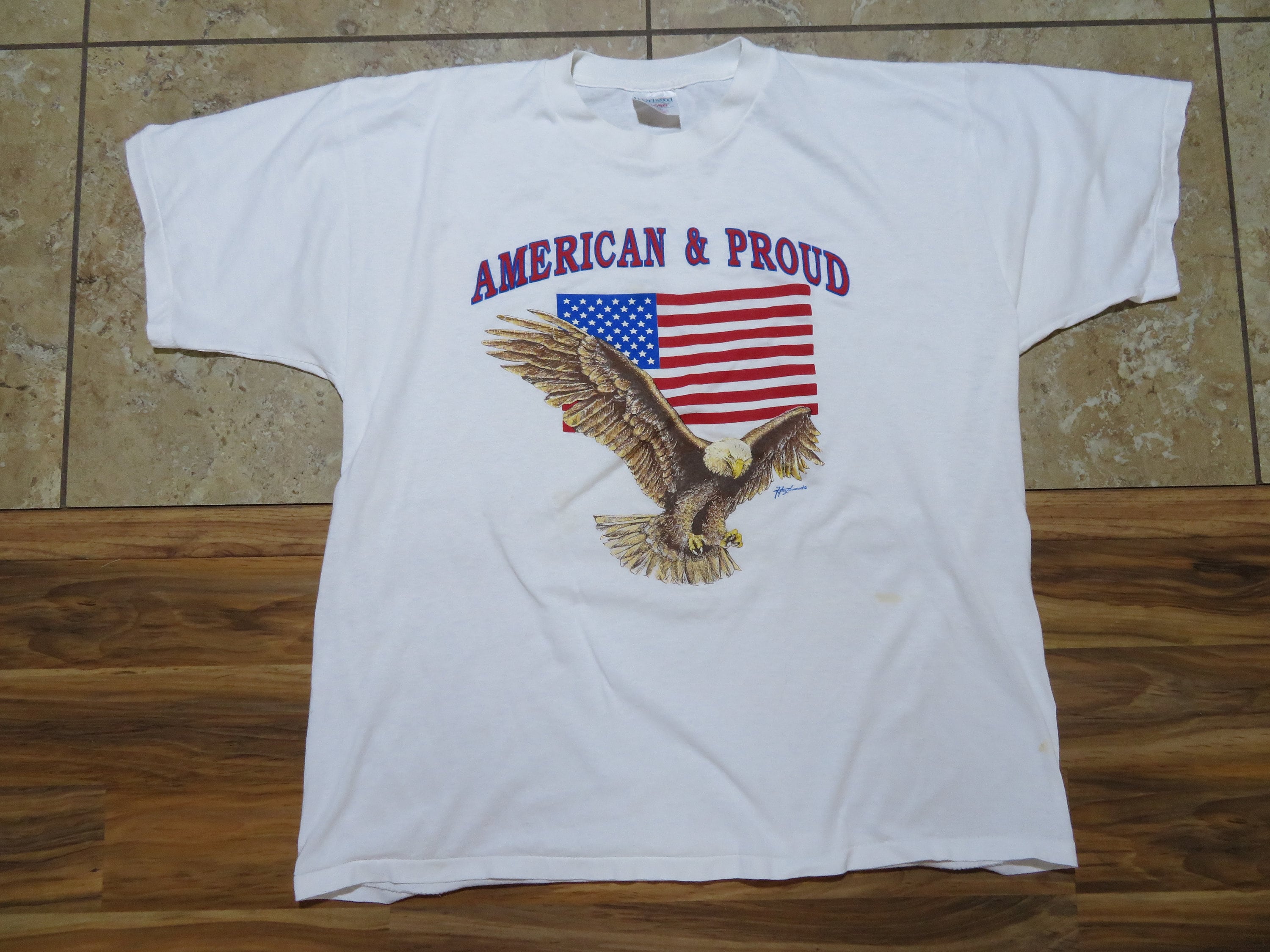 Vintage American & Proud Eagle Flag T-shirt 50/50 Hazelwood - Etsy