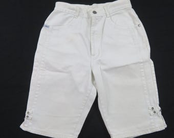 Chic Jean High Waist White Shorts Burmuda Sz 7 25" waist 80s