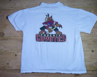 Vintage Phoenix Coyotes Double Sided Graphic White Red T-shirt Kachina Logo Sz XL