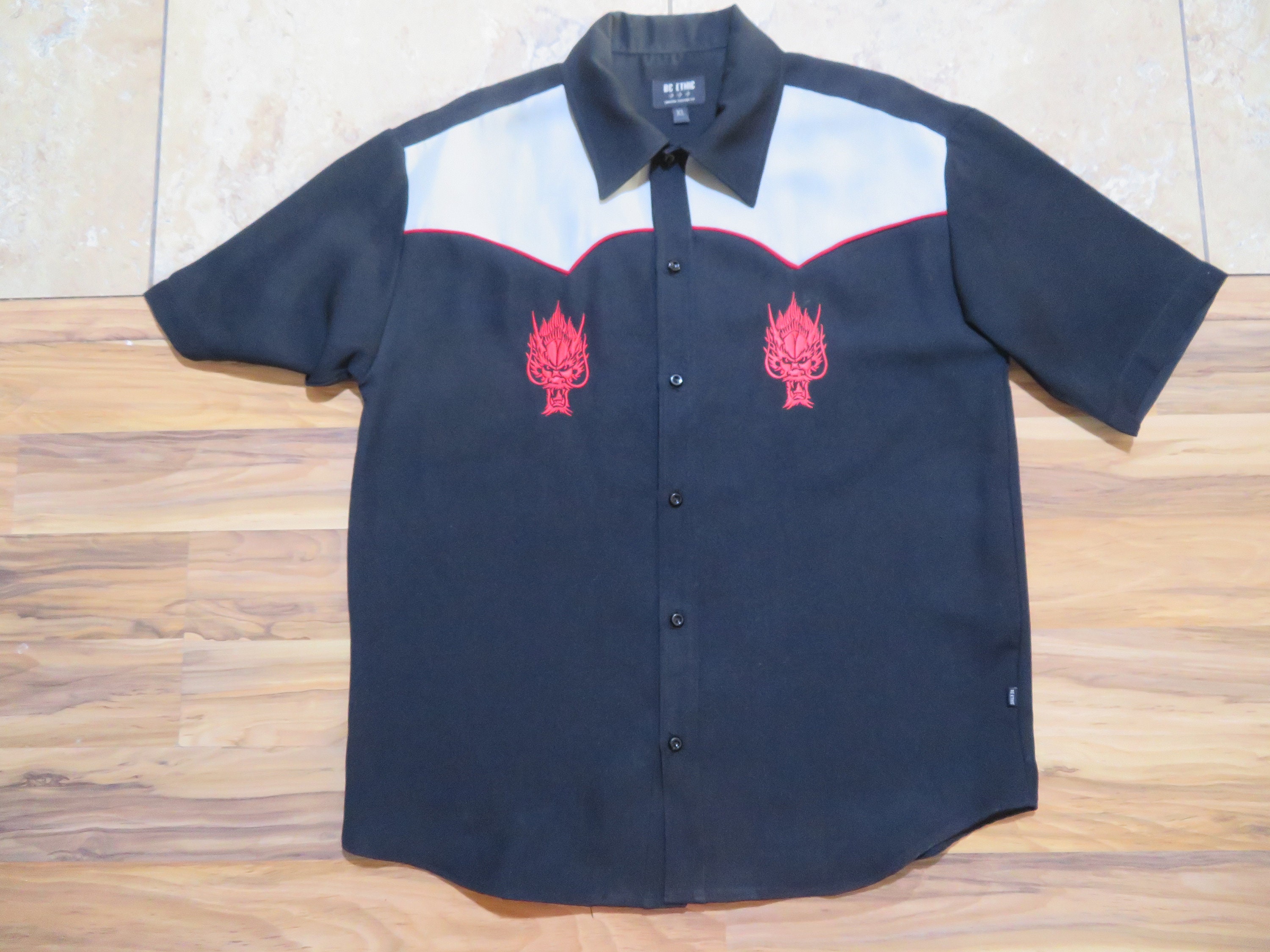 Vintage BC Ethic Dragon Gabardine Shirt Bowling Camp Style Vintage BC Ethic Dragon Gabardine Shirt Bowling Camp Style