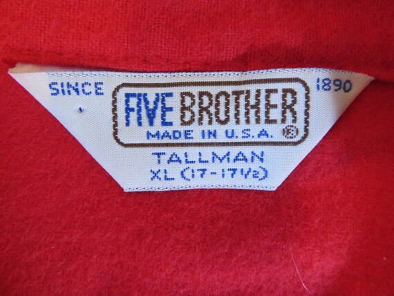 Vintage Five Brother Flannel Shirt Red Button up Made in USA Sz