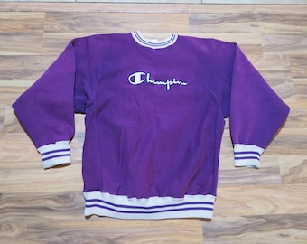 Vintage Champion Spellout Reverse Weave Purple Sweatshirt Sz M-L