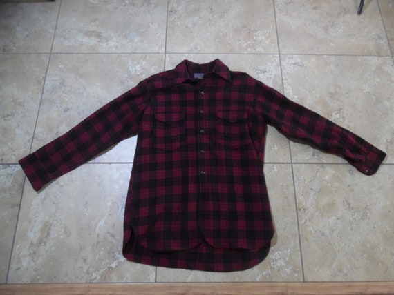 Vintage 1930s Pendleton Red Black Plaid Flannel Sh