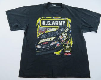 Vintage Army Nascar Joe Nemechek Double Sided Graphic Black T-shirt Sz 2XL Y2K
