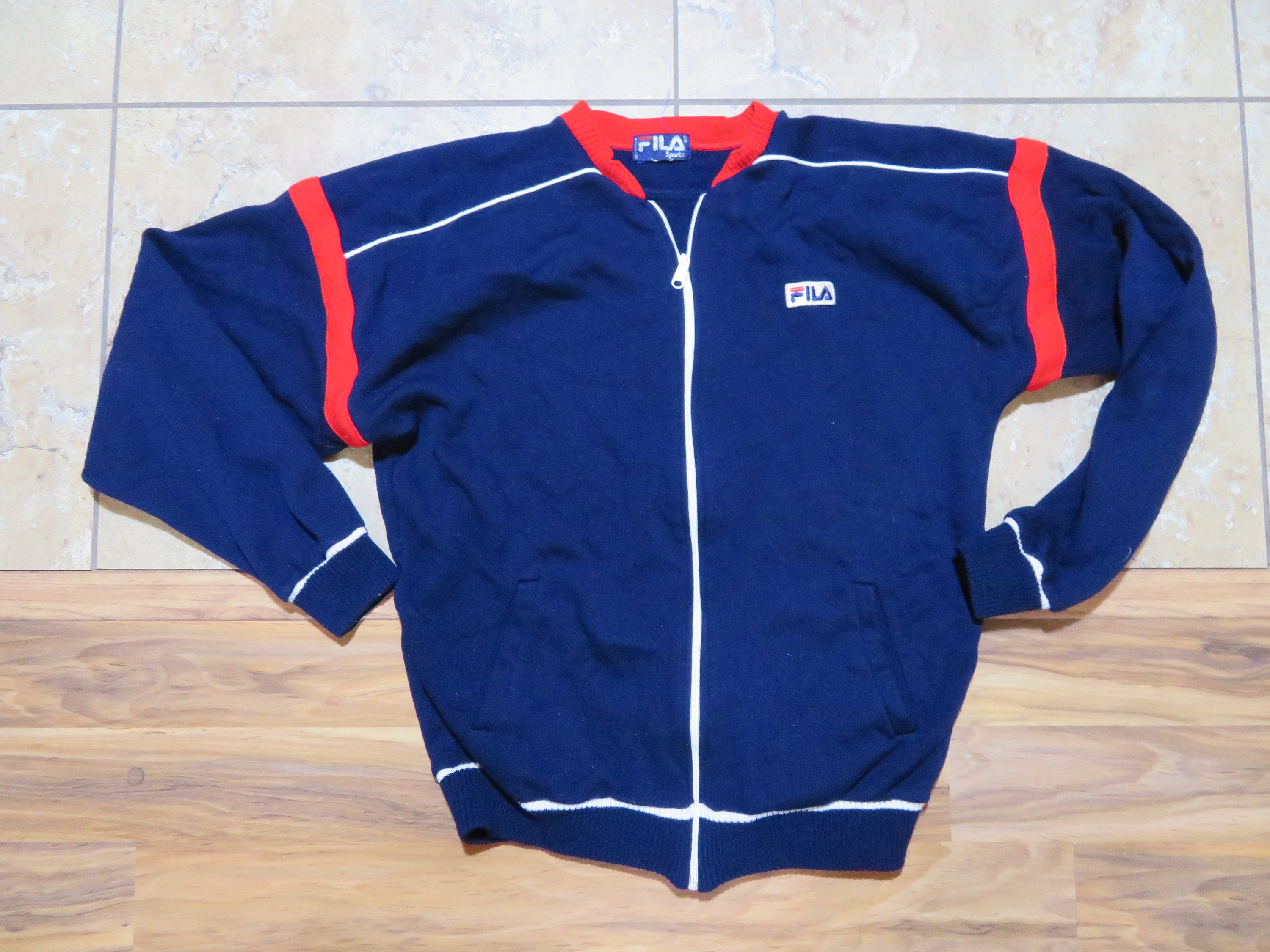 Tid Lejlighedsvis Katedral Vintage FILA Sports Sweater Track Tennis Jacket Blue Red White - Etsy