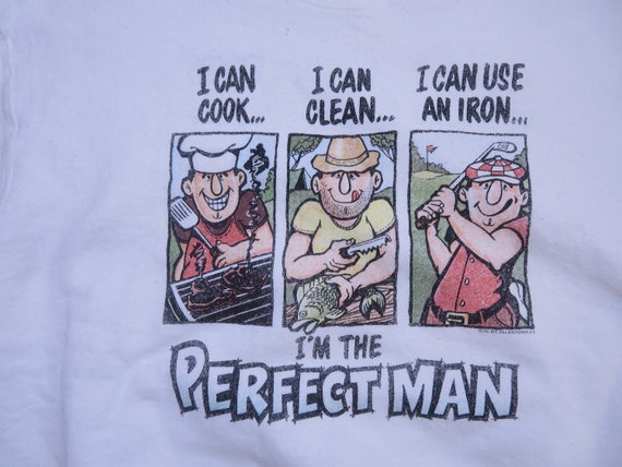 VTG Perfect Man Cook Clean Iron Comical Funny Hun… - image 2