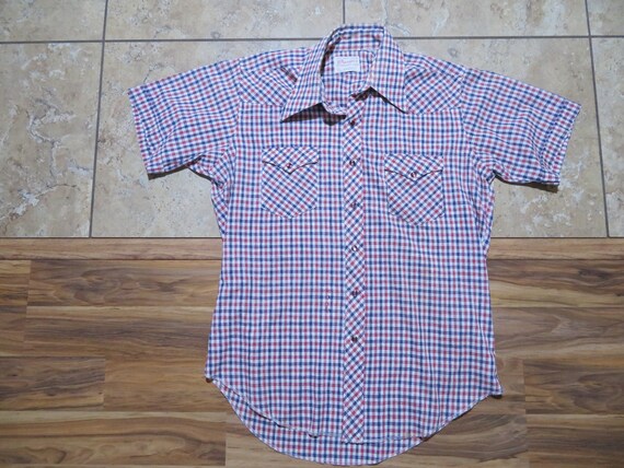 Chemise Western Wrangler Homme Taille XL - Carreaux Rouge/bleu, Snaps, Cowboy