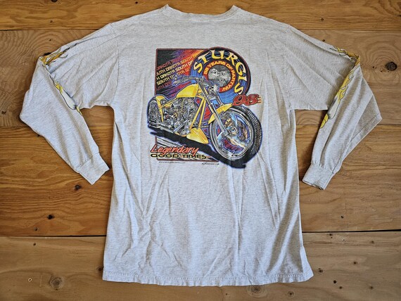 Vintage Sturgis 1998 Long Sleeve Gray Orange Flames Eagle