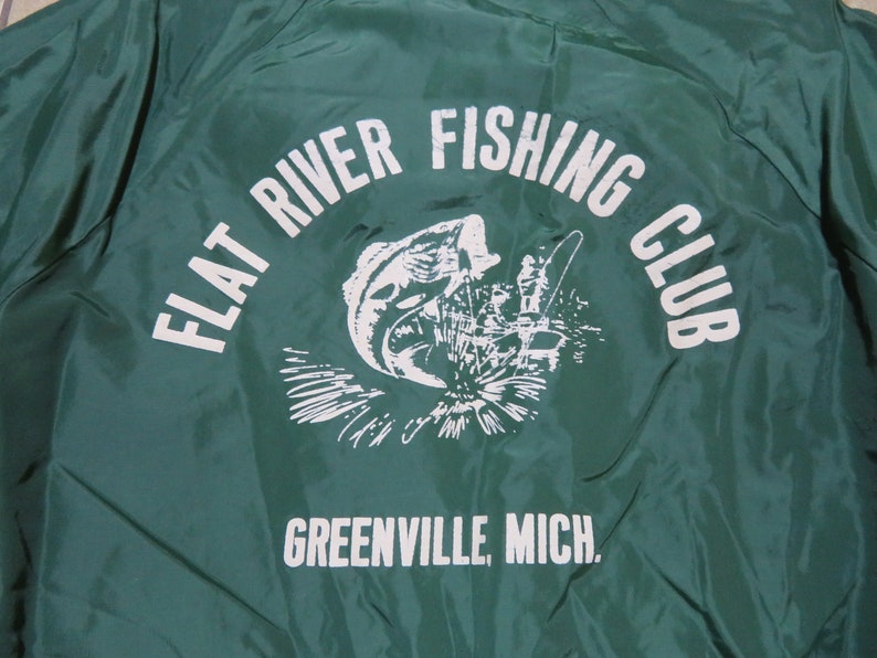 RARE VTG 1970s Starter Jacket Windbreaker Flat River Fishing Club MI Mens M Coat image 2