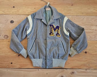 Vtg 50's Lasley Knitting Co. Letterman Jacket Sz 38 Wool Blue