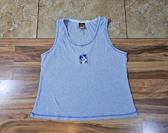 Camiseta sin mangas de Mickey Mouse, azul, talla L para jóvenes, años 90.
