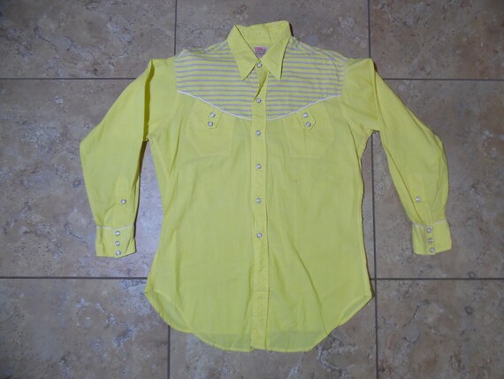 VTG Levi's Shorthorn Pearl Snap Western Yellow Sh… - image 1