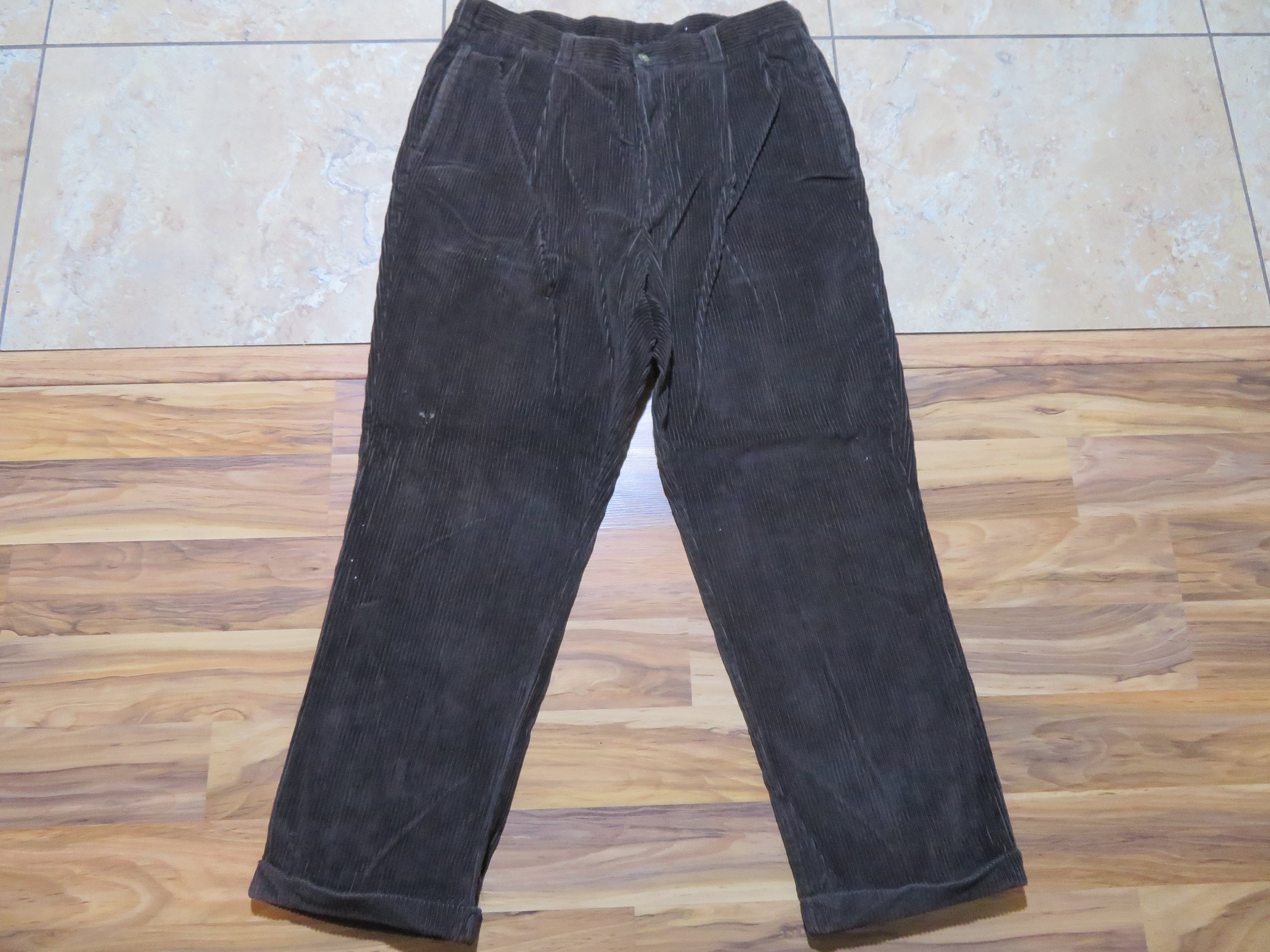 Black Corduroy Pants, Women Large Size Pants, Winter Warm Corduroy