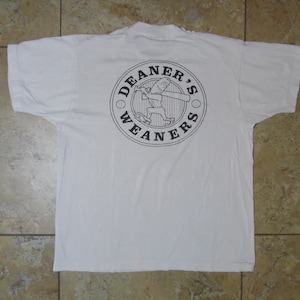 VTG Deaner's Weaners Baseball Funny Comical White T-Shirt USA Made XL 50/50 Cartoon style