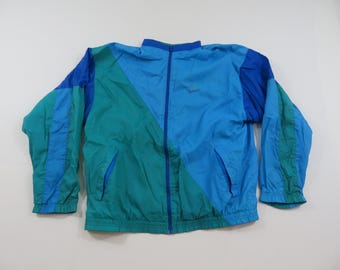 Nike Windbreaker Jacket, Gray Tag, Green Blue Thermal Lined Sz L 1990s qq10