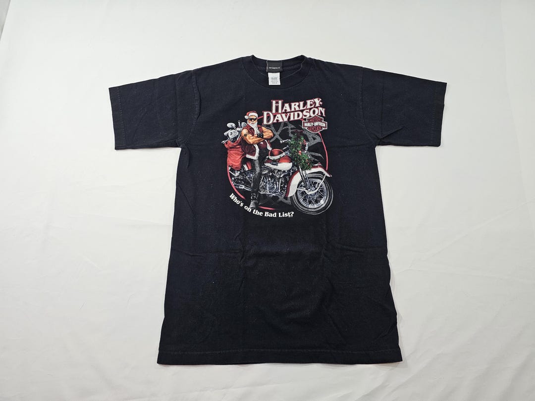 Harley Davidson Bad Santa Buddy Stubbs Black White Red Shirt Sz M