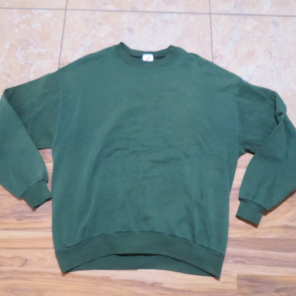 Vintage Jerzees Blank Plain Grün Sweatshirt Pullover 50/50 Sz XL