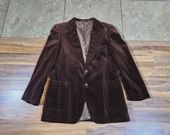Vintage Yves Saint Laurent Velvet Velour Type Fabric Blazer Sport Coat Jacket 2 Button Sz 42? Rockabilly Style Brown YSL
