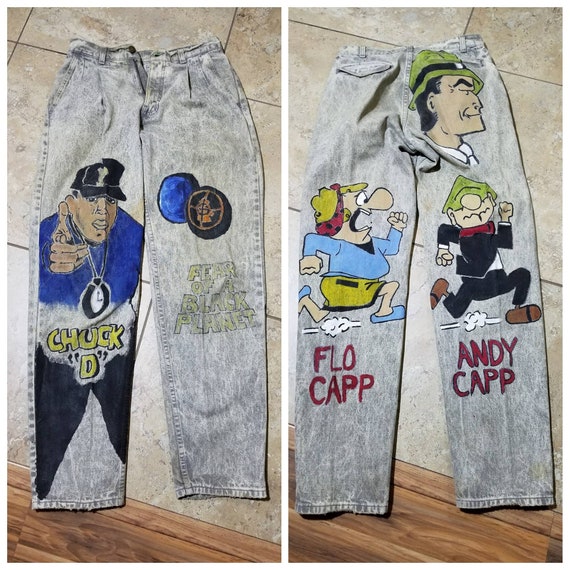 Vintage Levis Denim Jeans with Public Enemy Chuck… - image 1