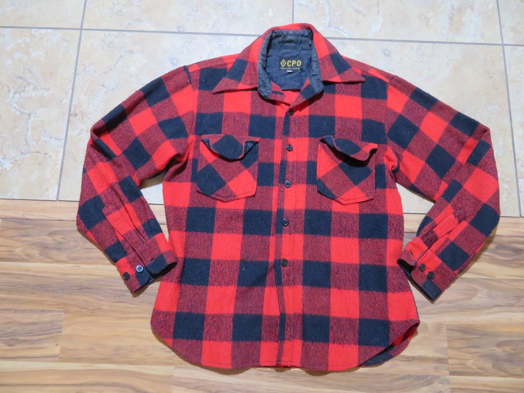 Vintage Red and Black Buffalo Plaid Flannel SHIRT Wool Blend - Etsy