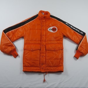 Veste orange racing matelassée matelassée pour casques électro des années 1970, taille TP