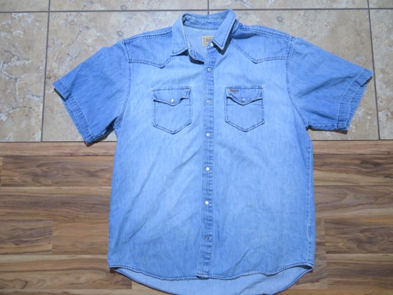 Vintage GUESS Western Denim Pearl Snap Shirt New … - image 1