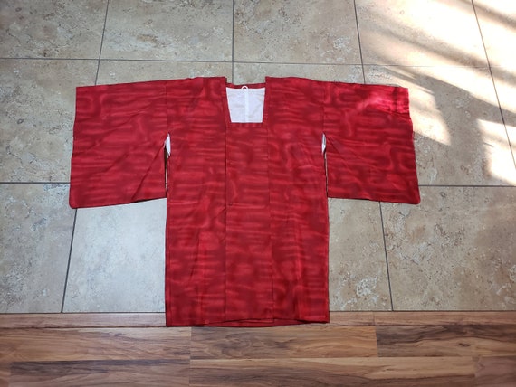 VTG Japanese Kimono Red Robe Shirt - image 1