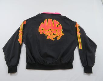 Mac Tools Racing Windbreaker Bomber Black Jacket Sz XL 1990s