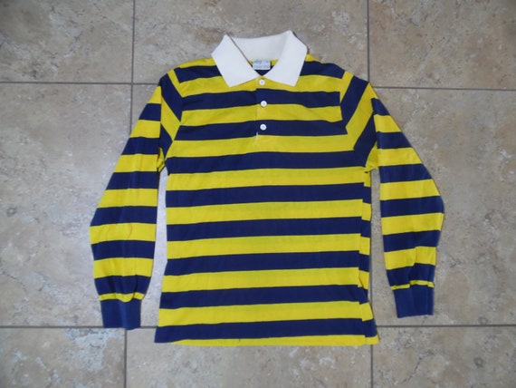 VTG 1960s Long Sleeve Striped Yellow Blue Shirt Me